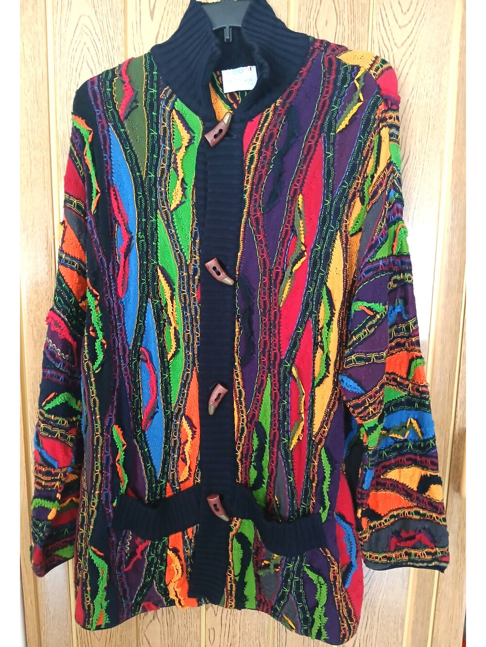 Vintage 1990's Coogi Australia Cardigan Sweater Men XL 3D Knit 100 % Cotton